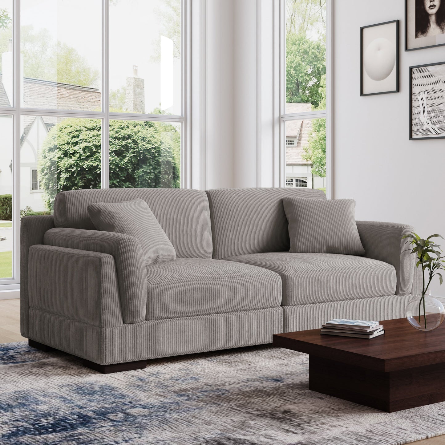 90 Loveseat Sofa Modern and Cozy Corduroy Couch