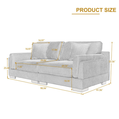 90 Loveseat Sofa Modern and Cozy Corduroy Couch