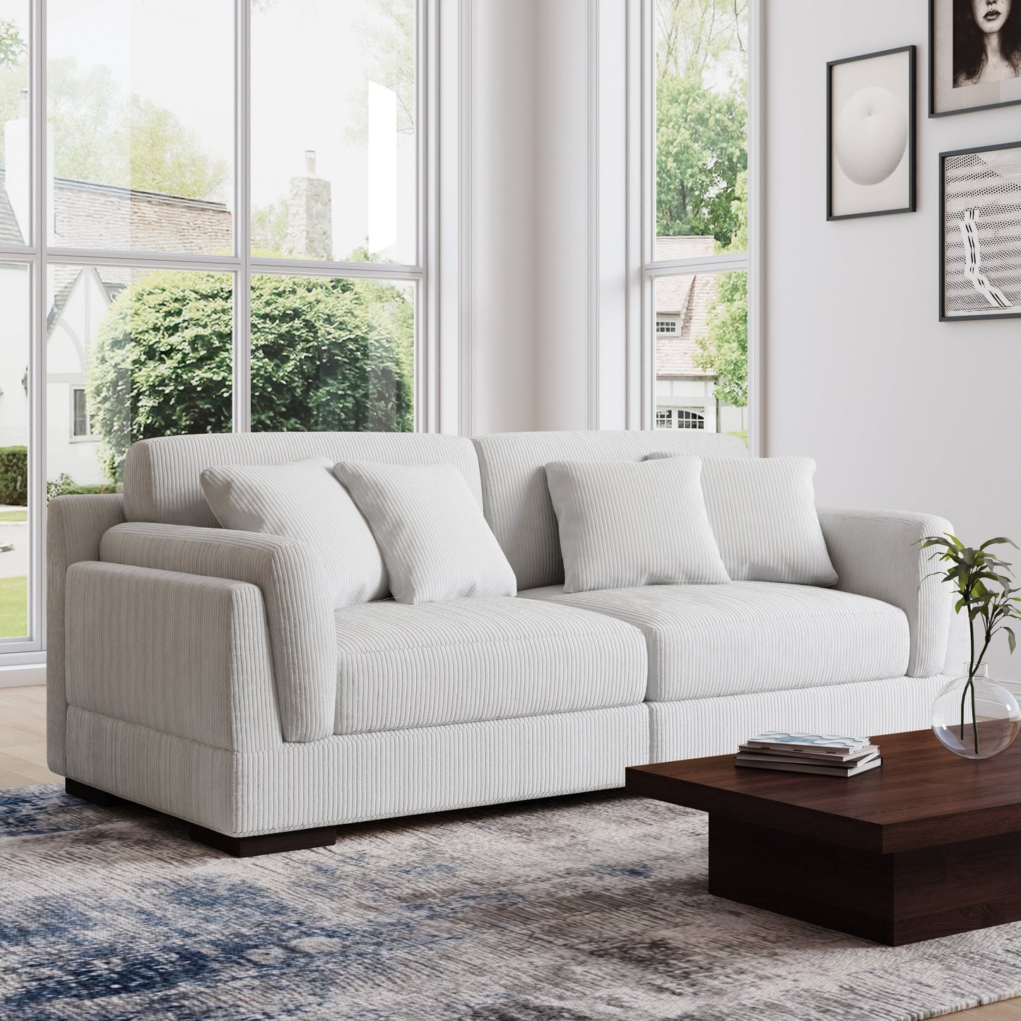 90 Loveseat Sofa Modern and Cozy Corduroy Couch