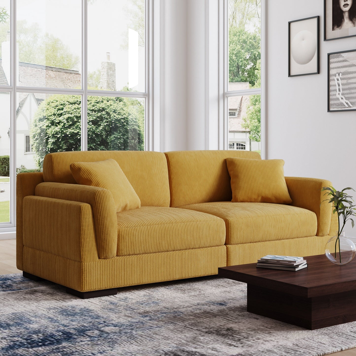 90 Loveseat Sofa Modern and Cozy Corduroy Couch