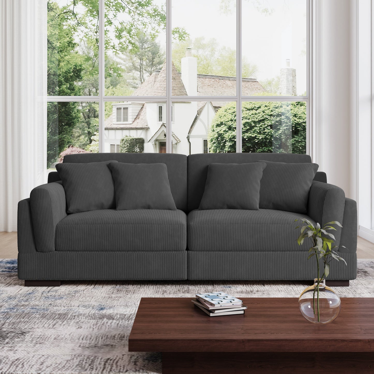 90 Loveseat Sofa Modern and Cozy Corduroy Couch