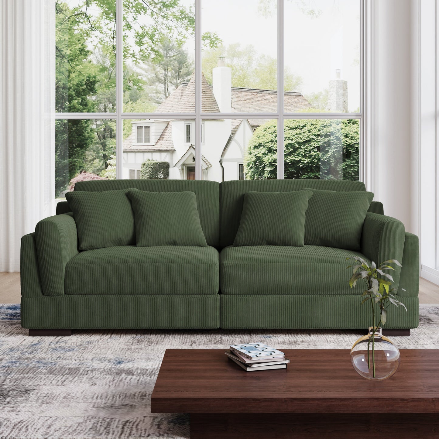 90 Loveseat Sofa Modern and Cozy Corduroy Couch