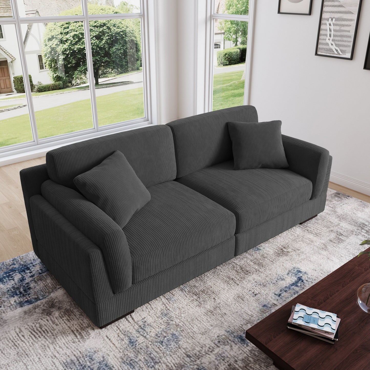 90 Loveseat Sofa Modern and Cozy Corduroy Couch