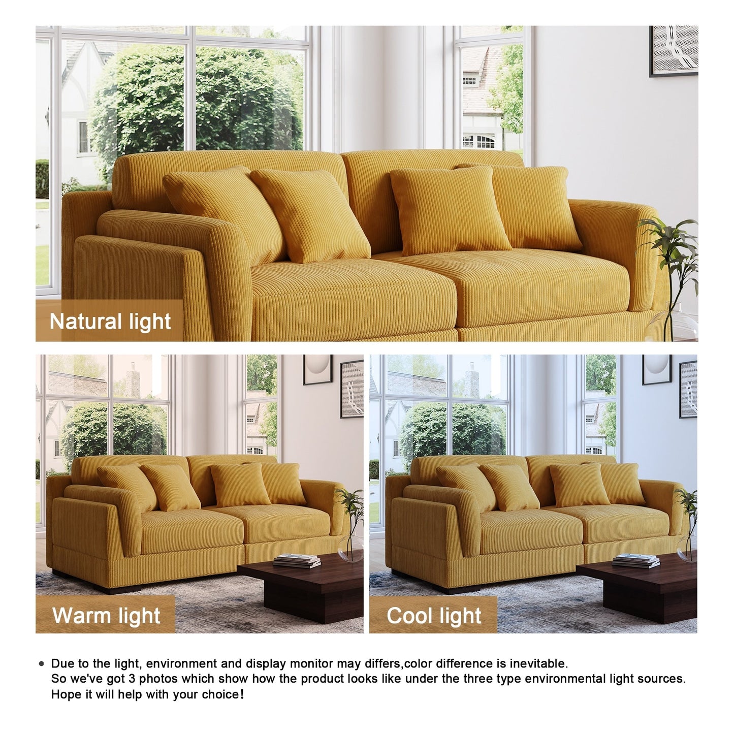 90 Loveseat Sofa Modern and Cozy Corduroy Couch