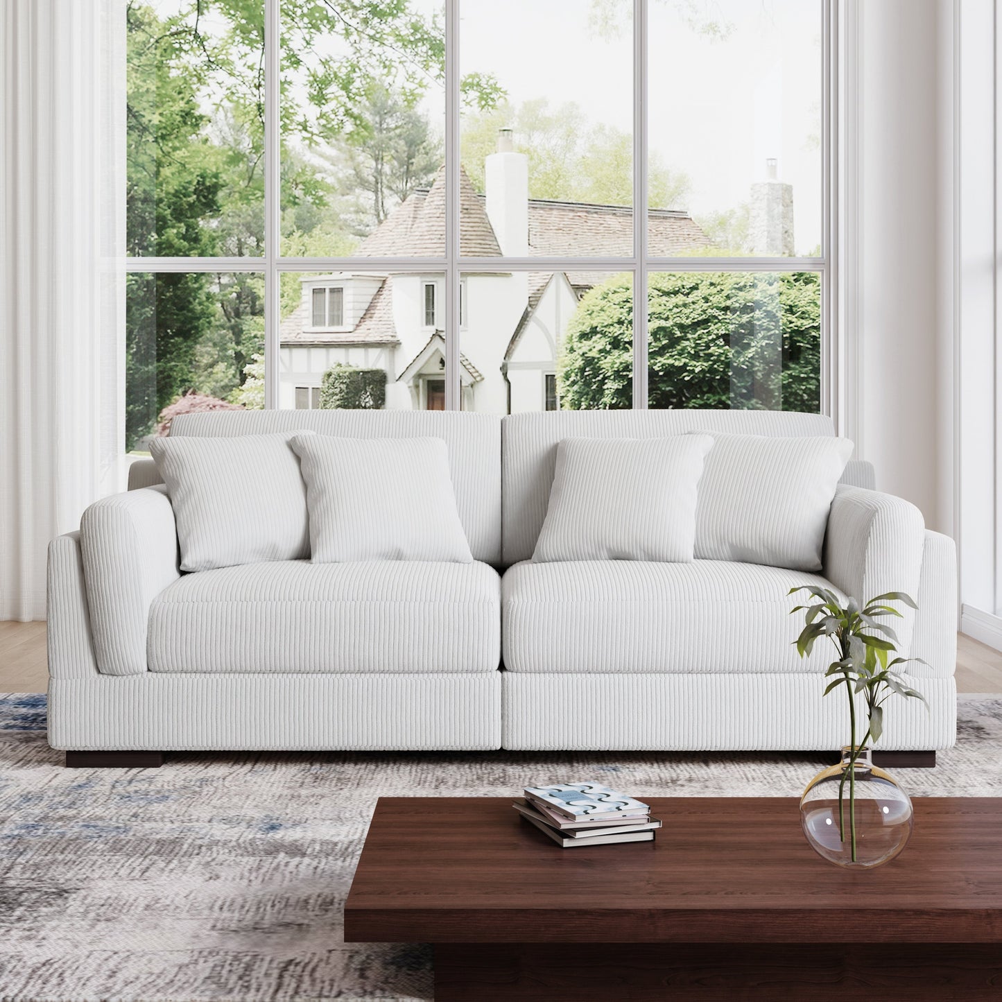 90 Loveseat Sofa Modern and Cozy Corduroy Couch