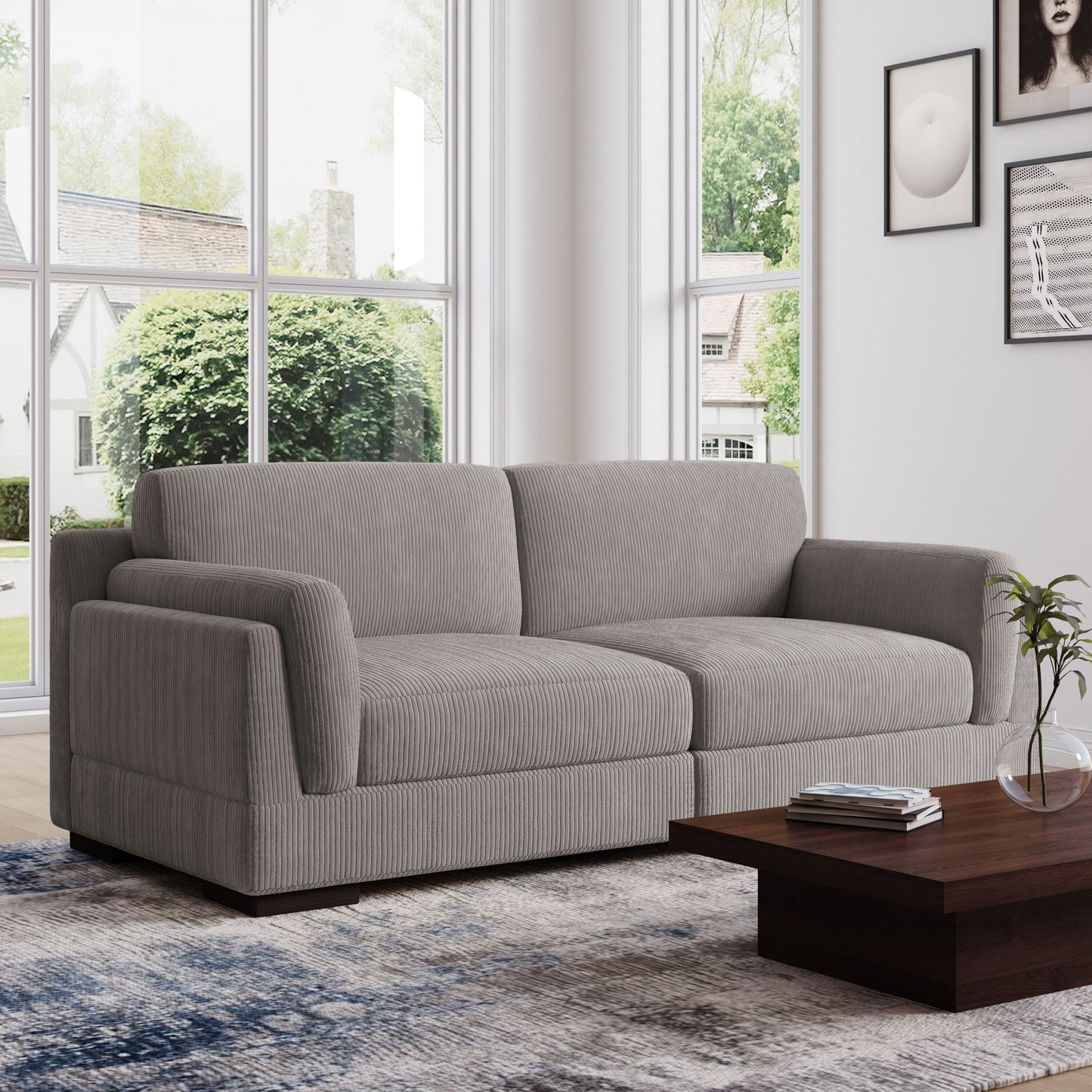 90 Loveseat Sofa Modern and Cozy Corduroy Couch