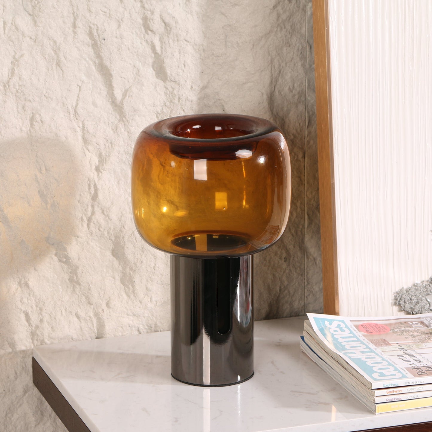 Brunelle Amber Small Glass Vase - Brown