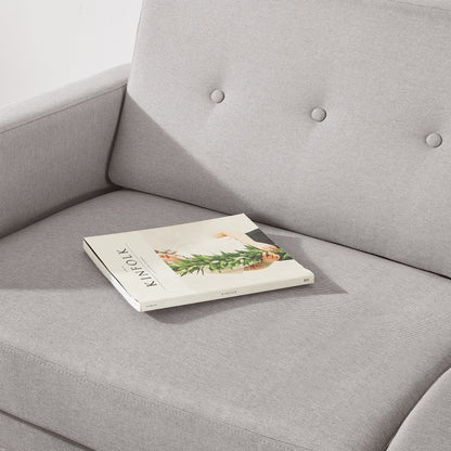 ADAIR Modern Tufted Linen Sofa with Armrest Pockets by Crown Comfort