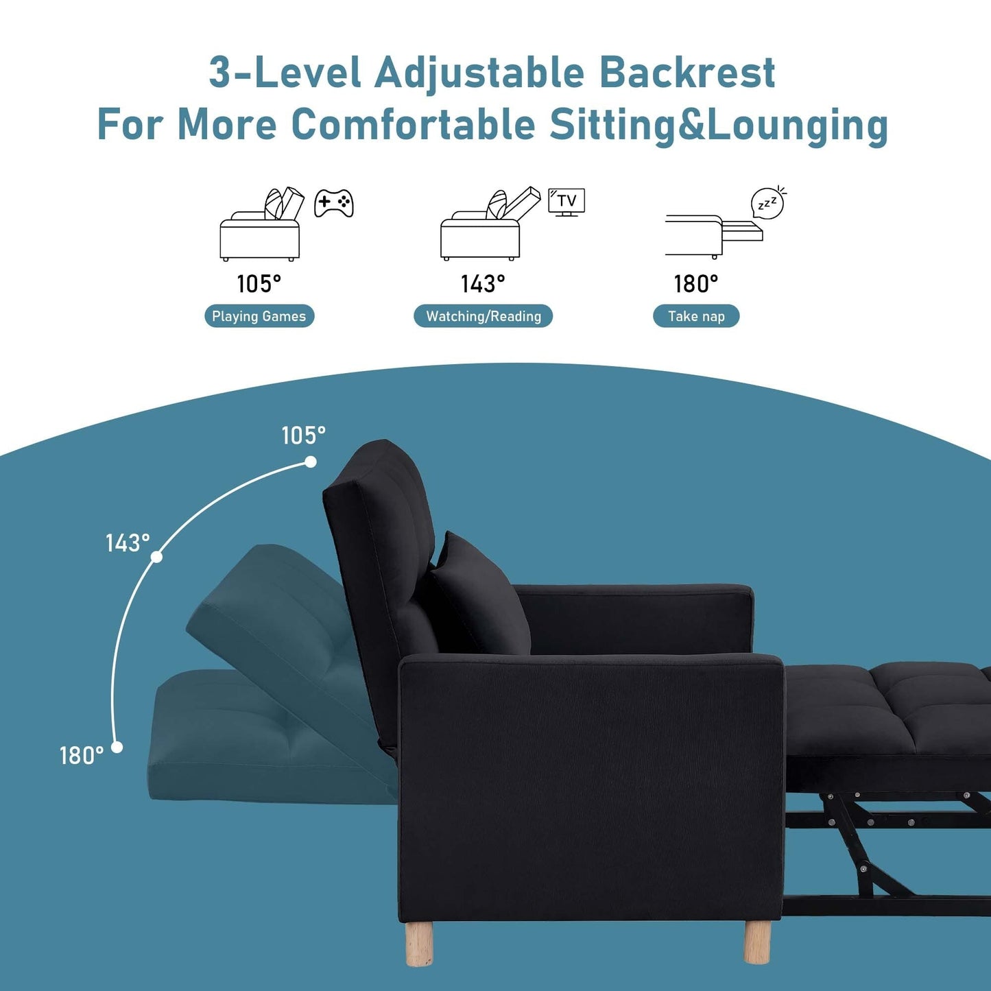 Aukfa Sleeper Chair Bed Convertible Single Sofa Chair with Pillow