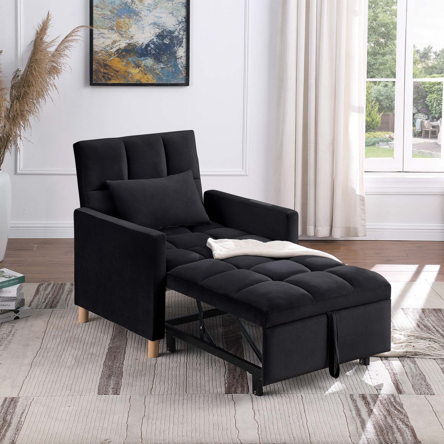 Aukfa Sleeper Chair Bed Convertible Single Sofa Chair with Pillow