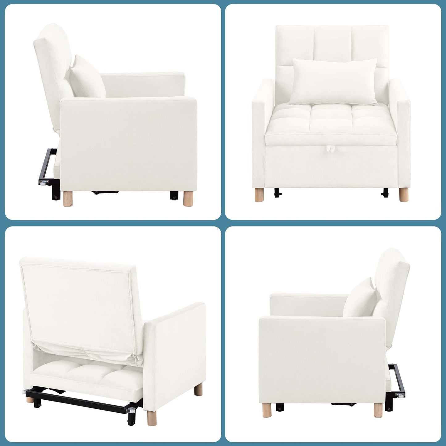 Aukfa Sleeper Chair Bed Convertible Single Sofa Chair with Pillow