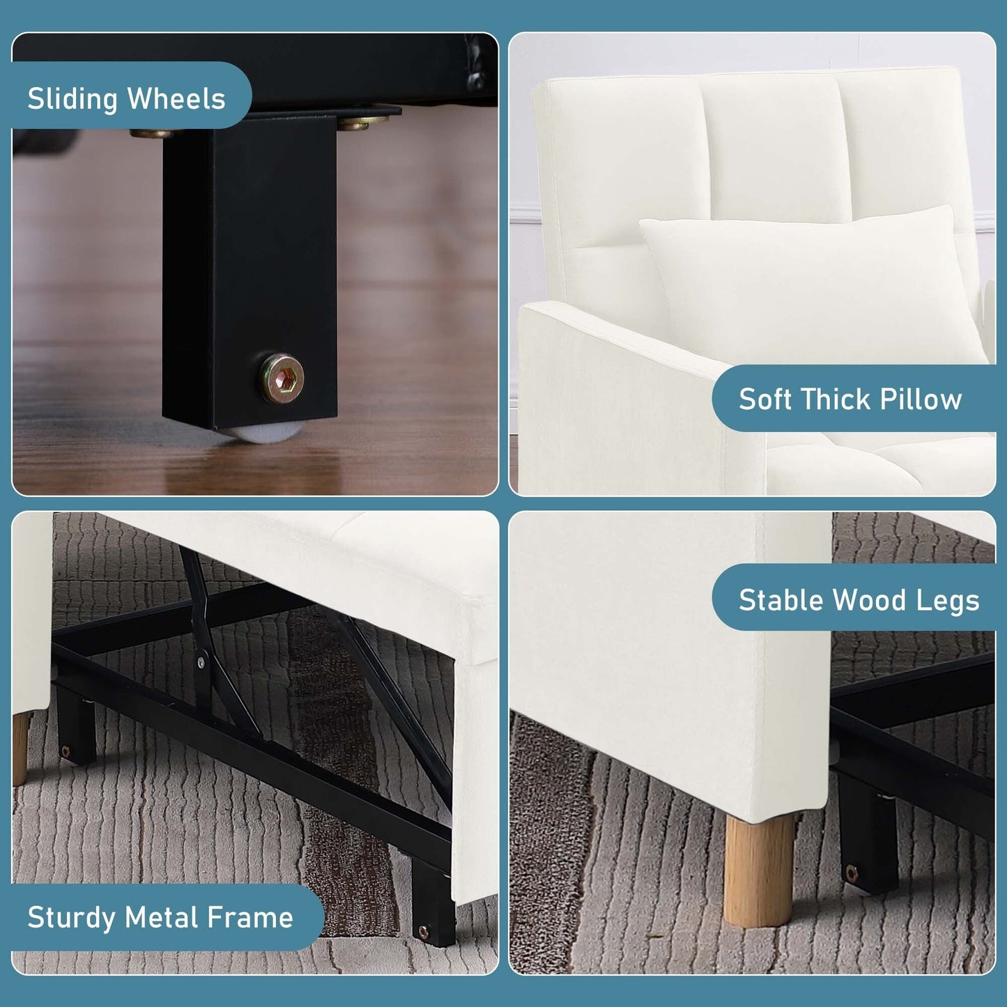 Aukfa Sleeper Chair Bed Convertible Single Sofa Chair with Pillow