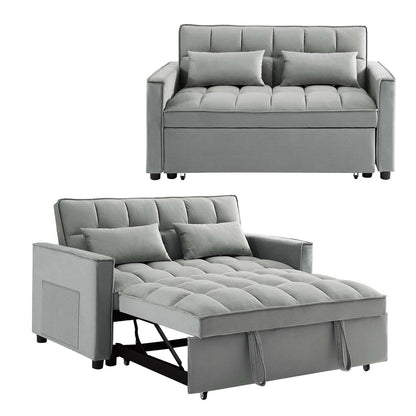 Aukfa Velvet Convertible Sleeper Sofa Loveseat with Side Pocket