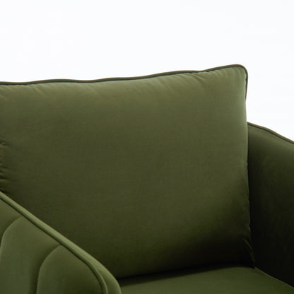 Accent Chair For Living Room, Velvet Comfy Single Sofa Chair Mid-Century Modern Armchair With 1 Pillow And Metal Legs