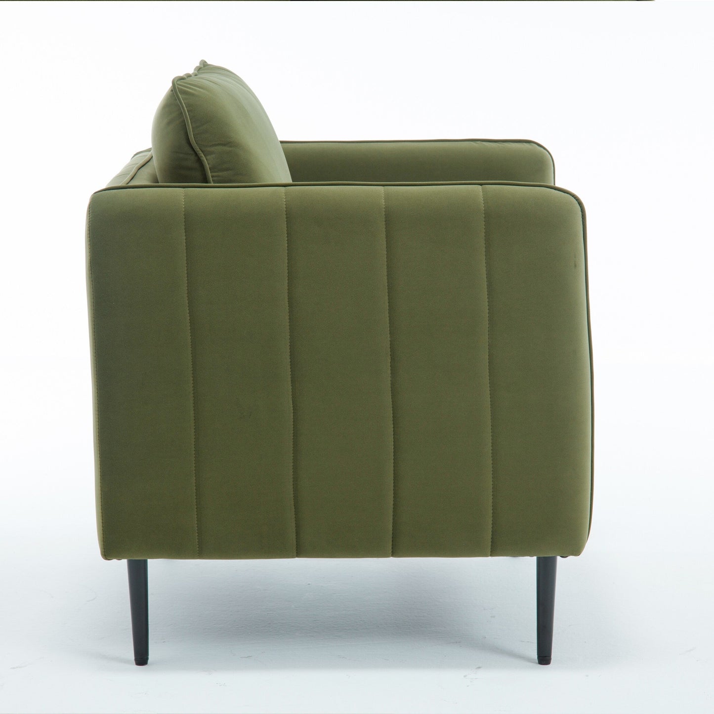 Accent Chair For Living Room, Velvet Comfy Single Sofa Chair Mid-Century Modern Armchair With 1 Pillow And Metal Legs