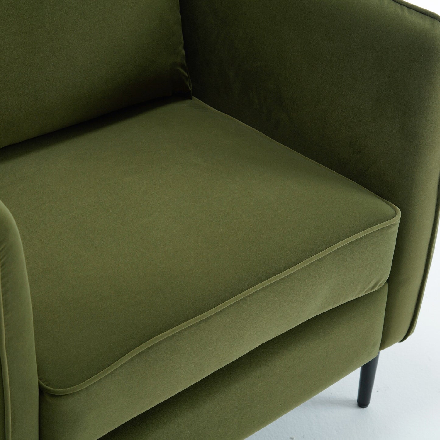Accent Chair For Living Room, Velvet Comfy Single Sofa Chair Mid-Century Modern Armchair With 1 Pillow And Metal Legs