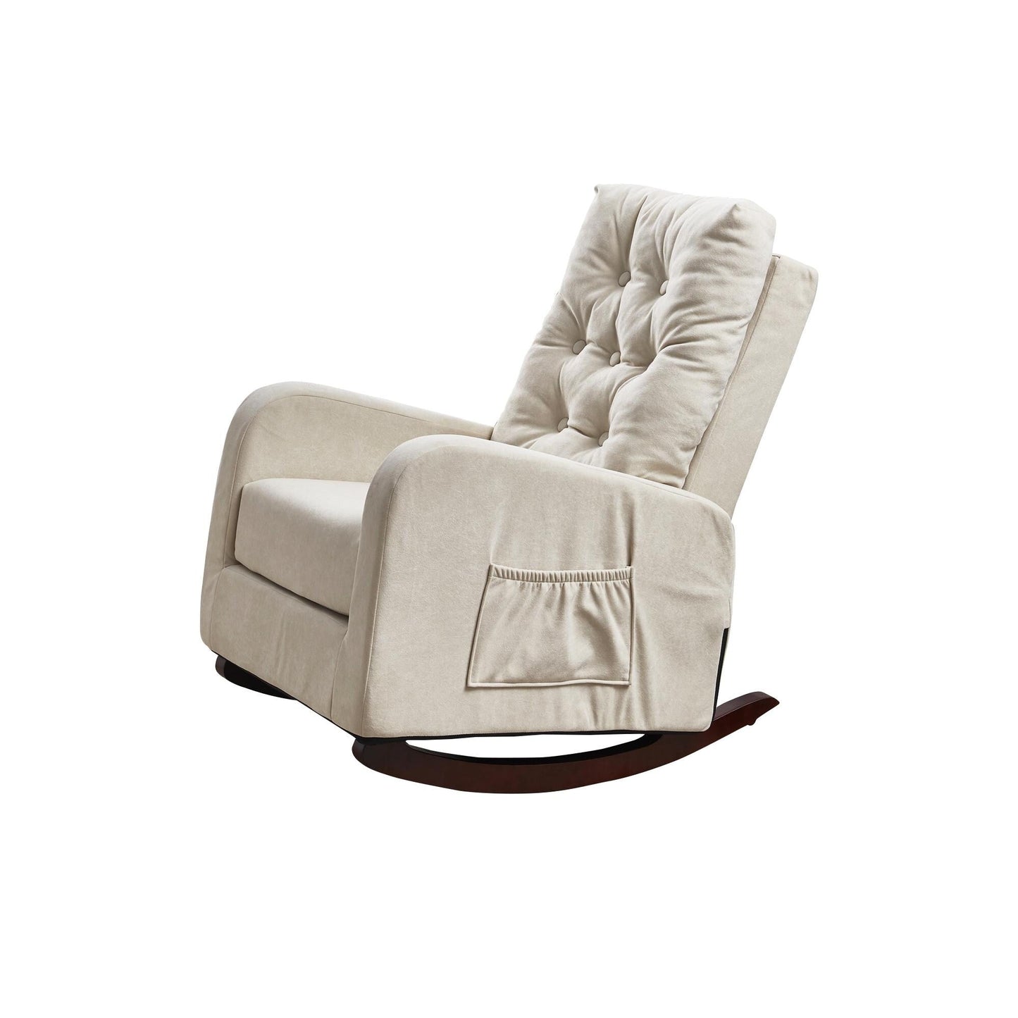 Adjustable Reclining Sofa Chair for Balcony and Tatami, High Back Design with Solid Wood Legs, Side Pockets