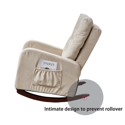 Adjustable Reclining Sofa Chair for Balcony and Tatami, High Back Design with Solid Wood Legs, Side Pockets
