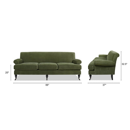 Alana Lawson 88 Inch Living Room Sofa â?Three Cushion Couch with Rolled Arms and Tight Back â?Minimal Assembly Required
