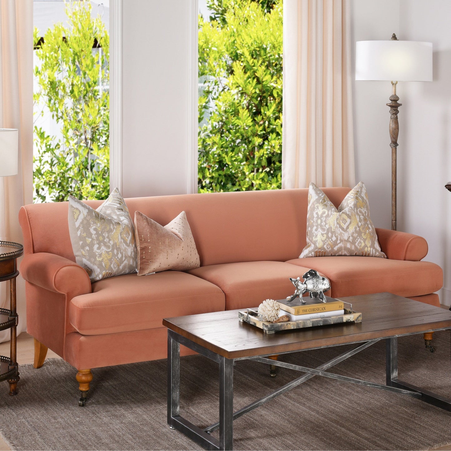 Alana Lawson 88 Inch Living Room Sofa â?Three Cushion Couch with Rolled Arms and Tight Back â?Minimal Assembly Required