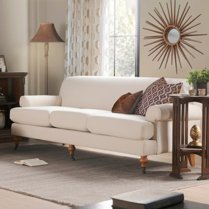 Alana Lawson 88 Inch Living Room Sofa â?Three Cushion Couch with Rolled Arms and Tight Back â?Minimal Assembly Required