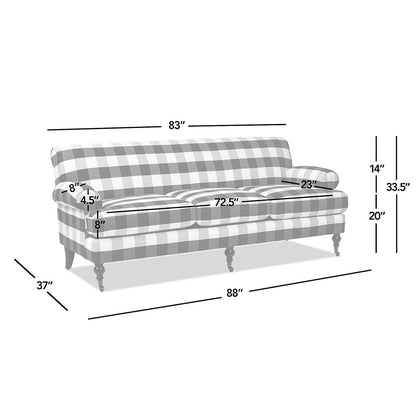 Alana Lawson 88 Inch Living Room Sofa â?Three Cushion Couch with Rolled Arms and Tight Back â?Minimal Assembly Required