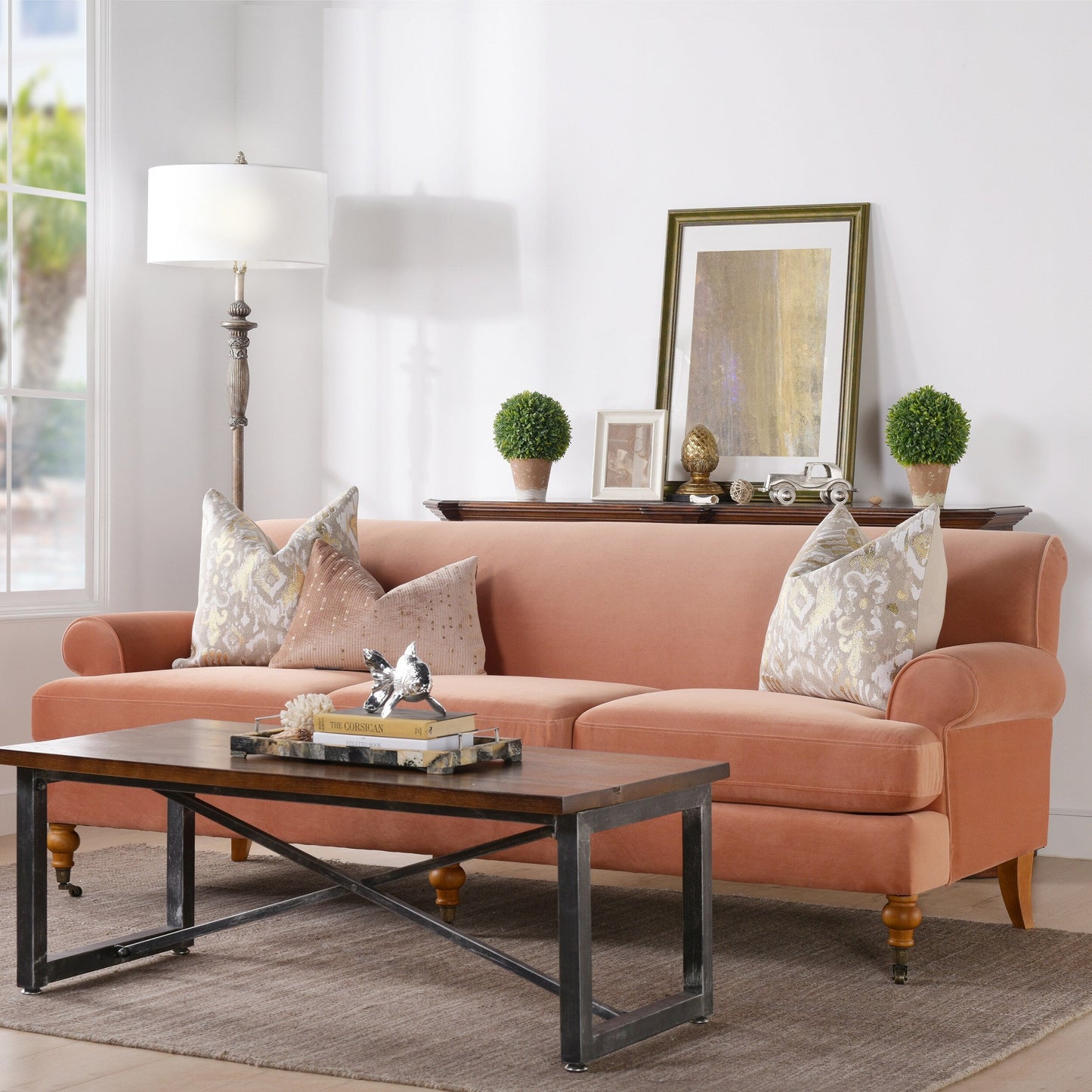 Alana Lawson 88 Inch Living Room Sofa â?Three Cushion Couch with Rolled Arms and Tight Back â?Minimal Assembly Required