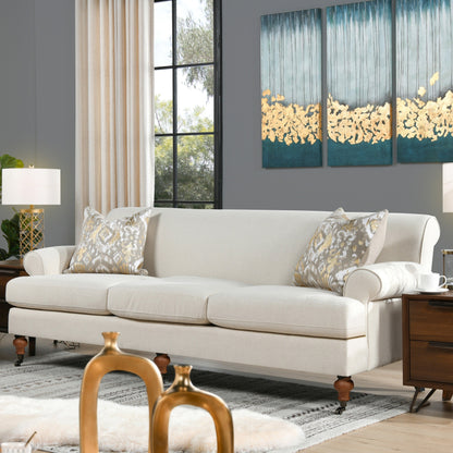 Alana Lawson 88 Inch Living Room Sofa â?Three Cushion Couch with Rolled Arms and Tight Back â?Minimal Assembly Required