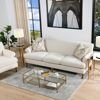 Alana Lawson 88 Inch Living Room Sofa â?Three Cushion Couch with Rolled Arms and Tight Back â?Minimal Assembly Required