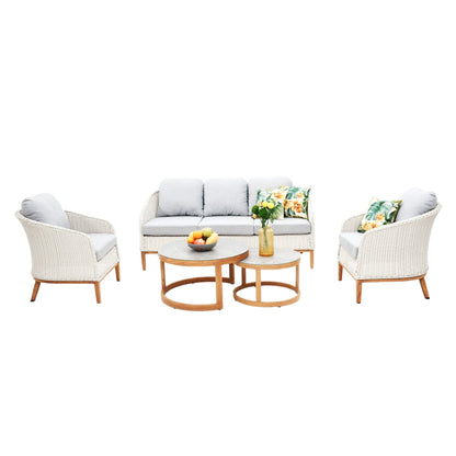 Albert 5pcs Outdoor Lounge Set - White Wicker
