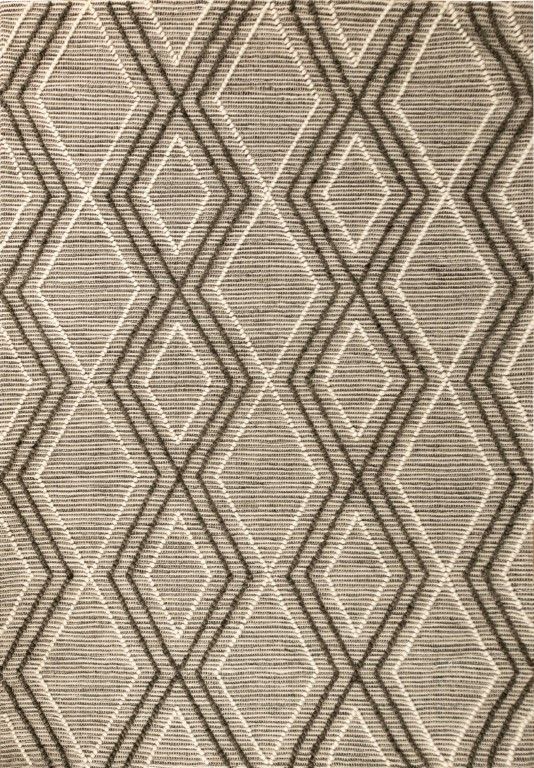Amelia 200cm x290cm Boho Textured Hypo-Allergenic Wool Rug - Charcoal