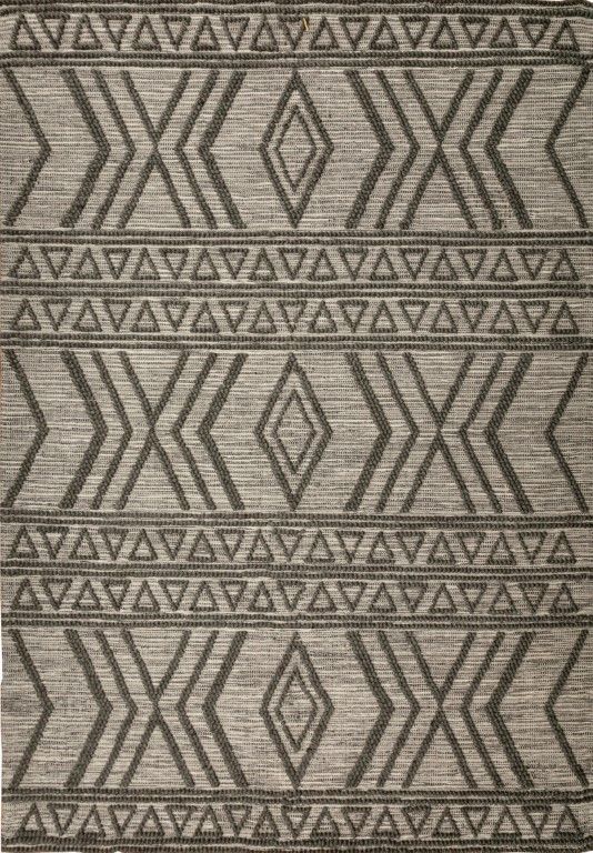 Amelia 200cm x290cm Tribal Textured Hypo-Allergenic Wool Rug - Charcoal