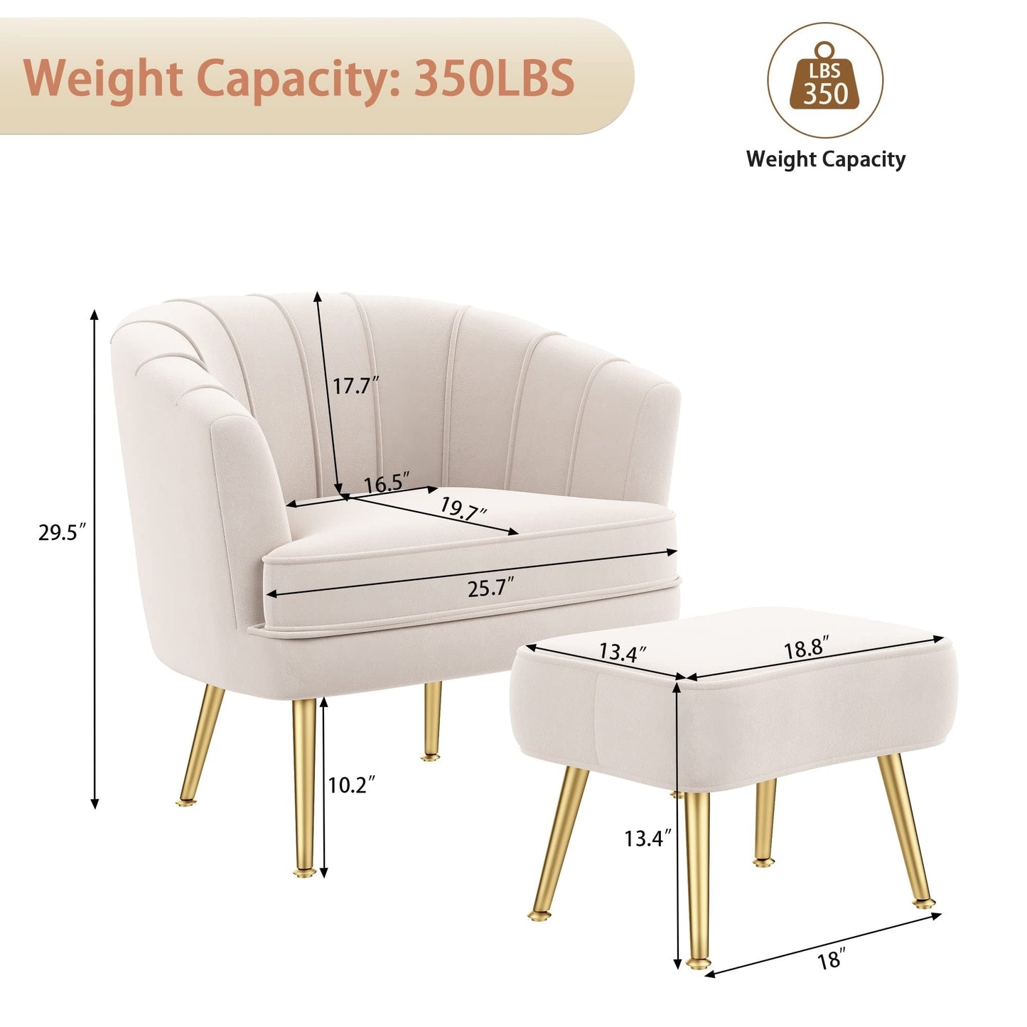Andeworld Accent Chair with Ottoman, Upholstered Modern Single Sofa Side Chair,Comfy Barrel Club Living Room Armchair