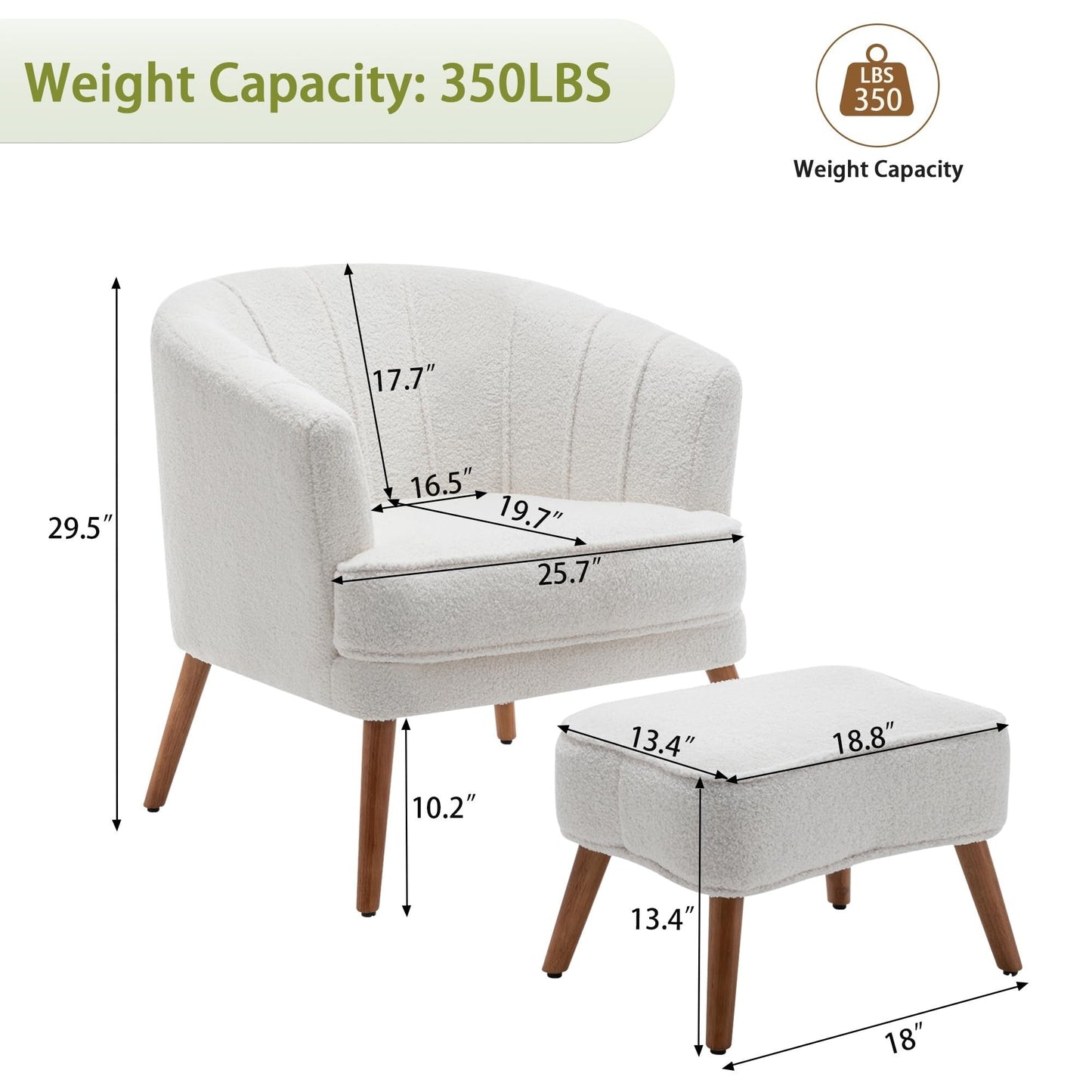 Andeworld Accent Chair with Ottoman, Upholstered Modern Single Sofa Side Chair,Comfy Barrel Club Living Room Armchair