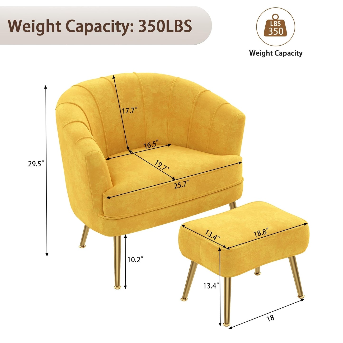 Andeworld Accent Chair with Ottoman, Upholstered Modern Single Sofa Side Chair,Comfy Barrel Club Living Room Armchair