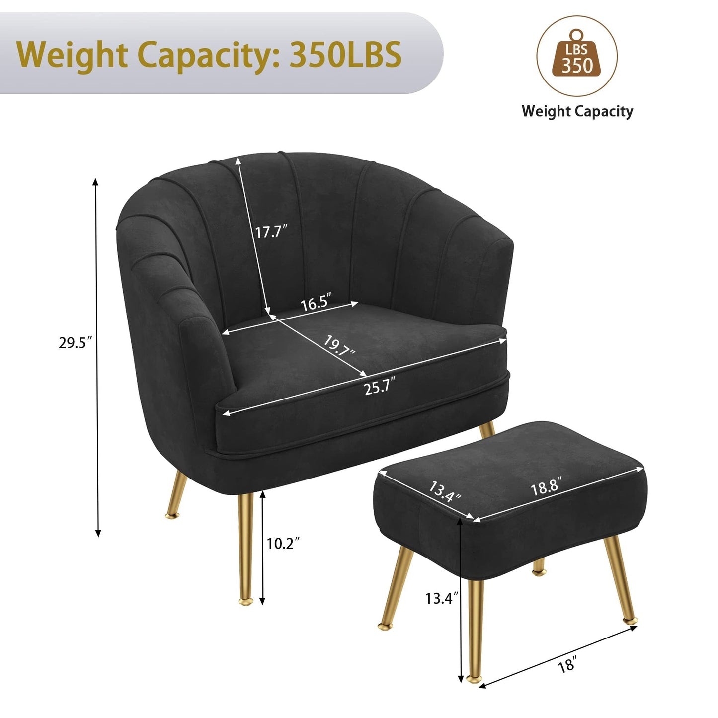 Andeworld Accent Chair with Ottoman, Upholstered Modern Single Sofa Side Chair,Comfy Barrel Club Living Room Armchair