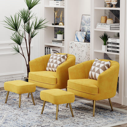 Andeworld Accent Chair with Ottoman, Upholstered Modern Single Sofa Side Chair,Comfy Barrel Club Living Room Armchair