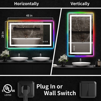 Anti-Fog RGB Backlit & LED Frontlit Bathroom Mirror