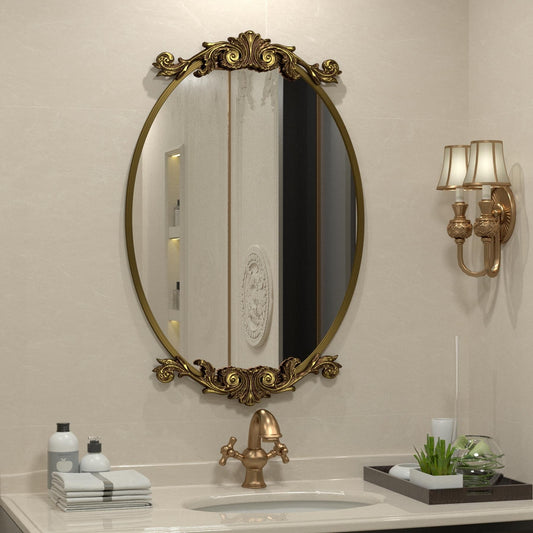 Oval Vintage Ornate Baroque Wall Mirror