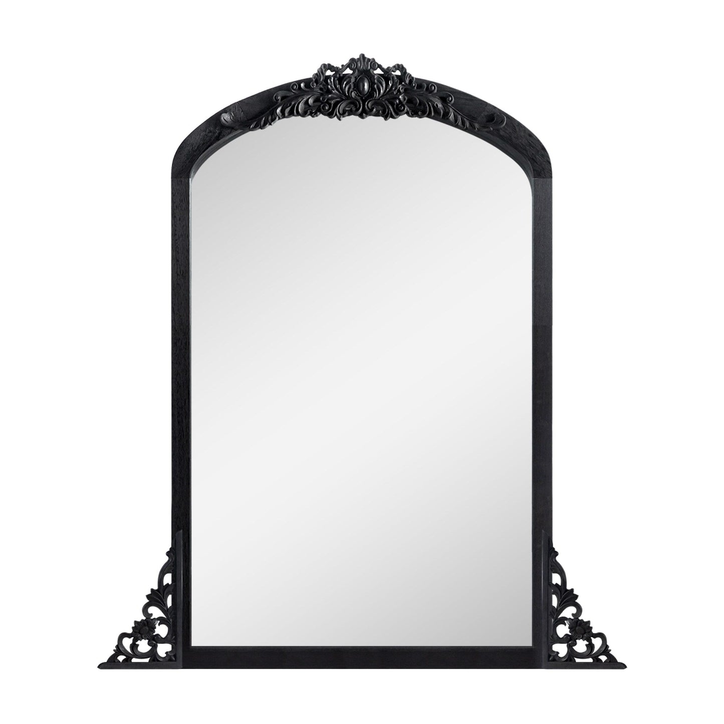 Arched Full-Length Solid Wood Carving Floor Mirror