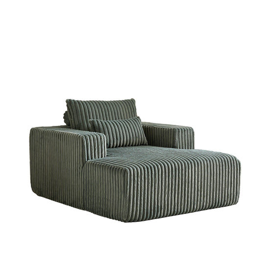 Army Green Modern 62.5 Corduroy Sponge Sofa Lounge Chair with 2 Pillows for Living Room