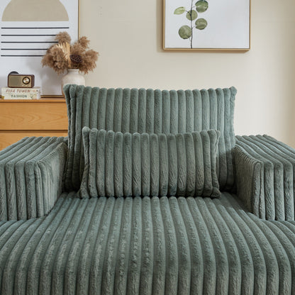 Army Green Modern 62.5 Corduroy Sponge Sofa Lounge Chair with 2 Pillows for Living Room