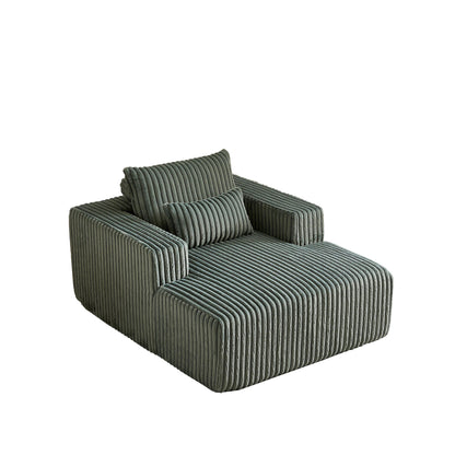 Army Green Modern 62.5 Corduroy Sponge Sofa Lounge Chair with 2 Pillows for Living Room