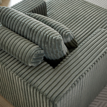 Army Green Modern 62.5 Corduroy Sponge Sofa Lounge Chair with 2 Pillows for Living Room