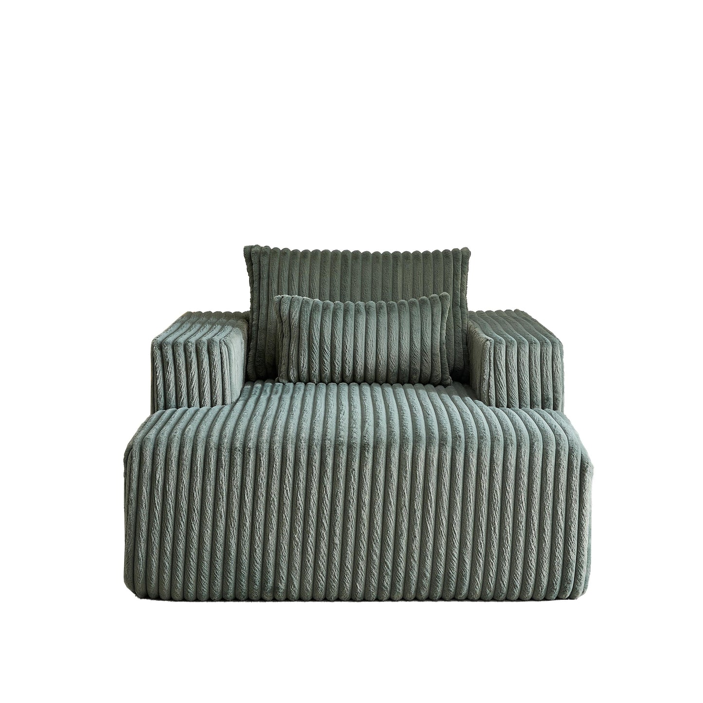 Army Green Modern 62.5 Corduroy Sponge Sofa Lounge Chair with 2 Pillows for Living Room
