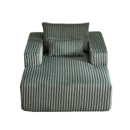 Army Green Modern 62.5 Corduroy Sponge Sofa Lounge Chair with 2 Pillows for Living Room