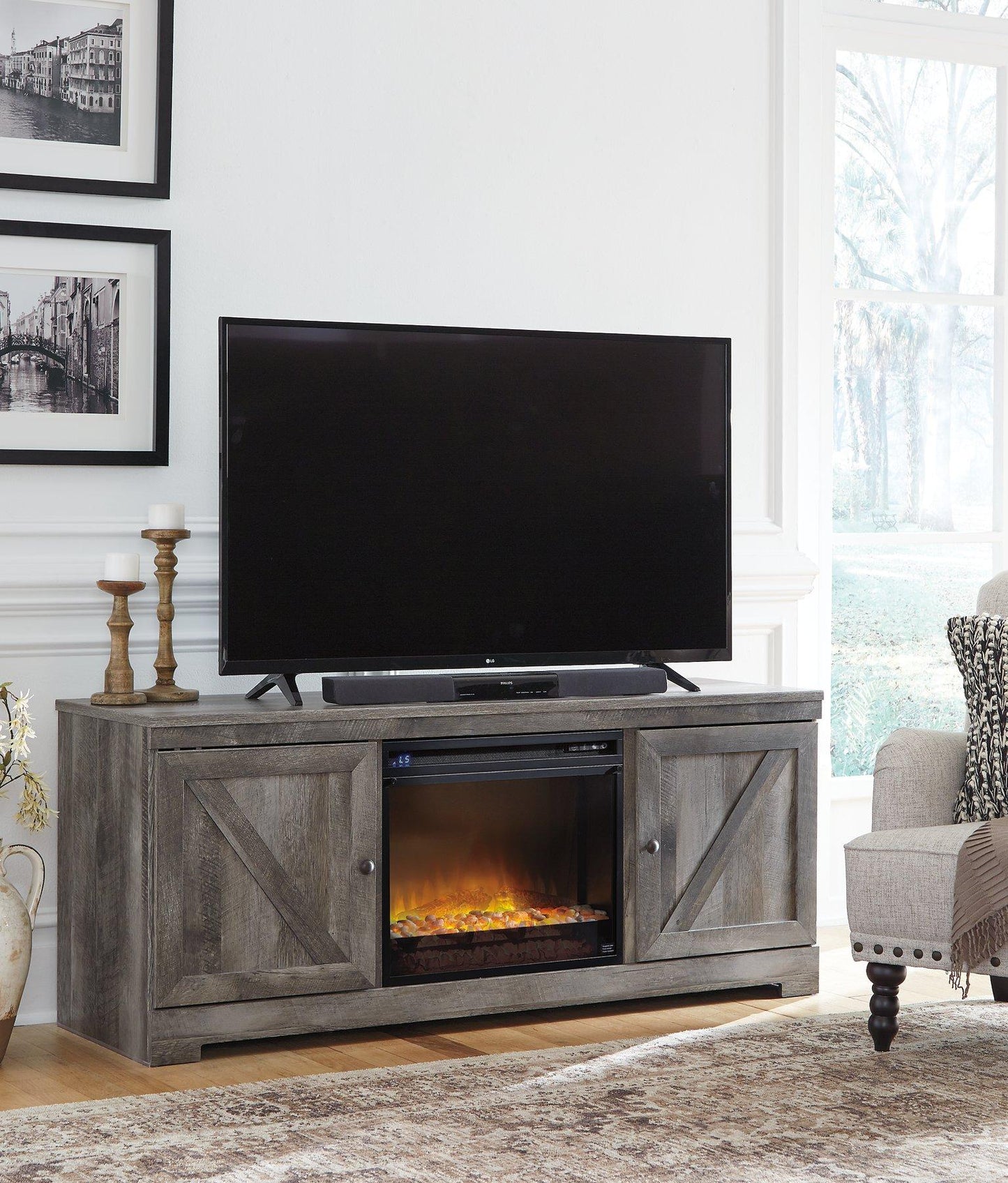 Wynnlow 63 TV Stand with Electric Fireplace
