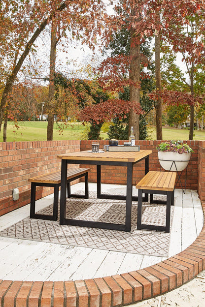 Town Wood Brown/Black Outdoor Dining Table Set (Set of 3)