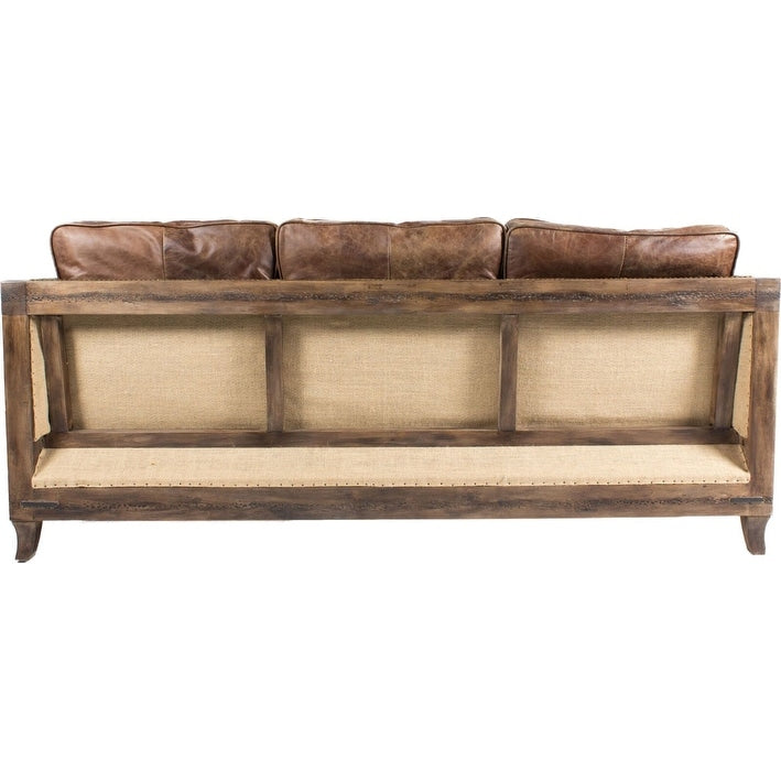 Aurelle Home Dina Vintage Brown Leather Sofa