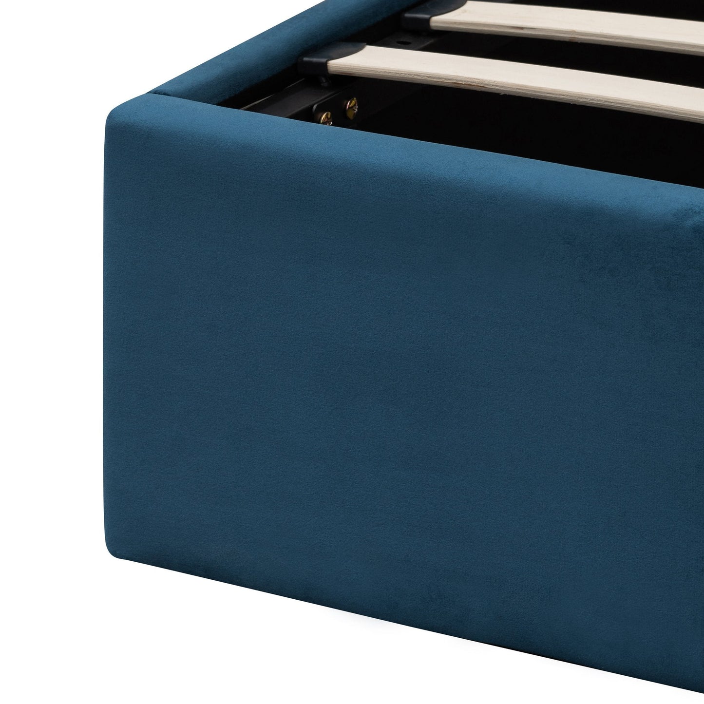 Betsy Queen Bed Frame - Teal Navy Velvet with Storage